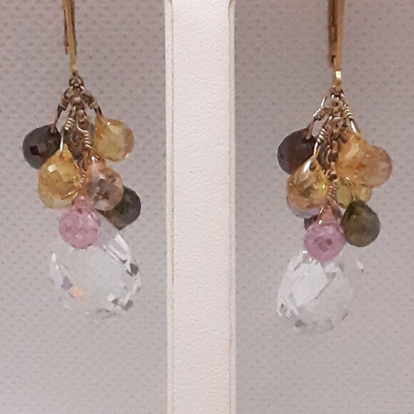 Stunning Faceted Multi-Color Crystal Drop Earrings Designed by Nina Nyugen - Picture 9 of 14